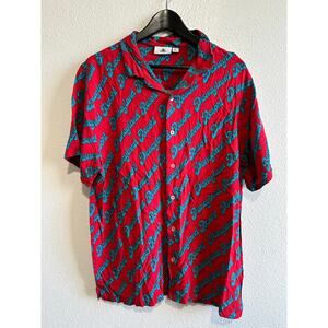 Disneyland Resorts Disney Parks Spellout All Over Print Casual Button Up Size L